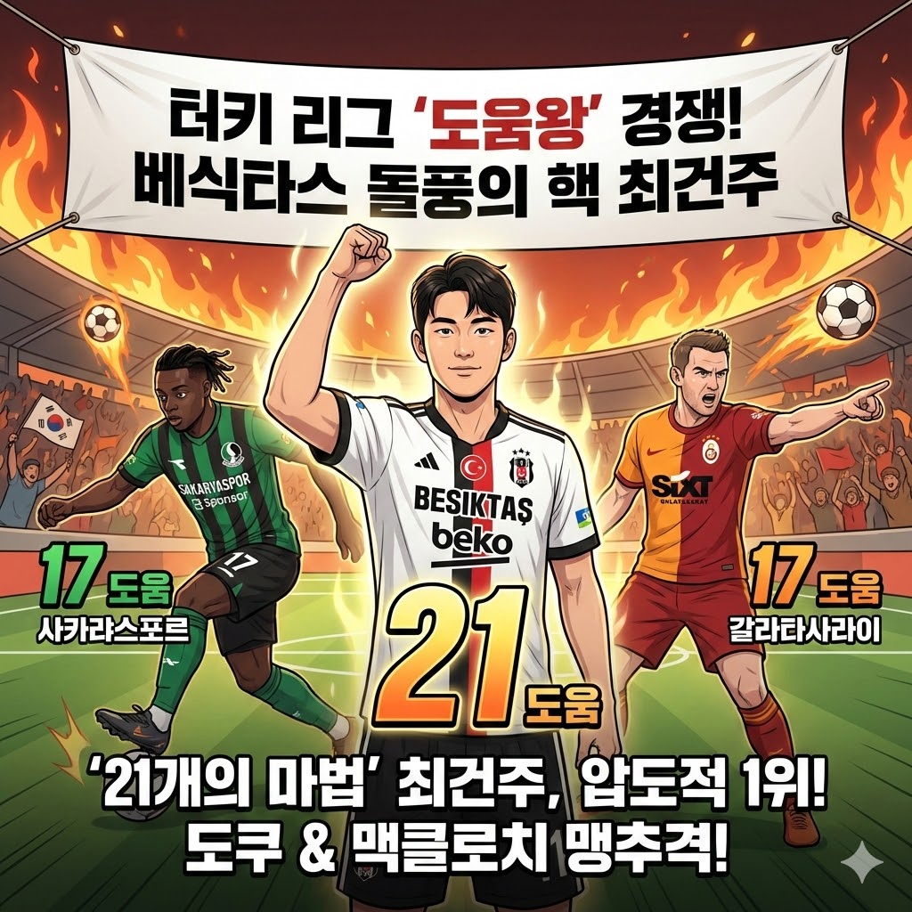 최건주 터키 리그 도움왕 등극 21도움 폭발도움 공동